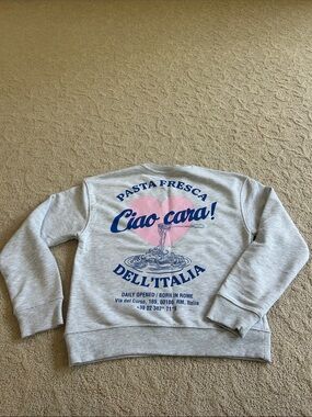 Zara Gray Sweatshirt with Blue and Pink Graphic